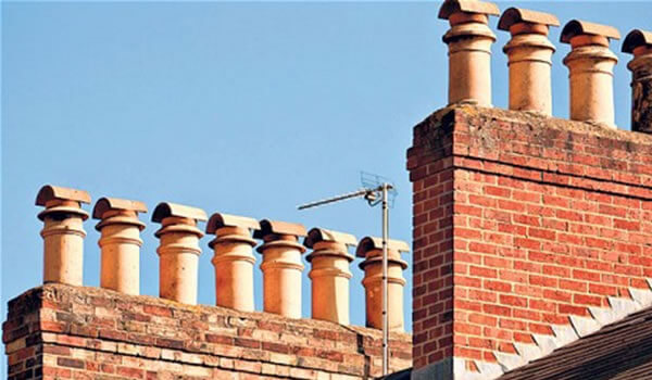 Chimney flue at roof level