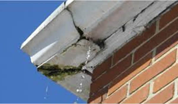 Blocked or undersized rainwater guttering